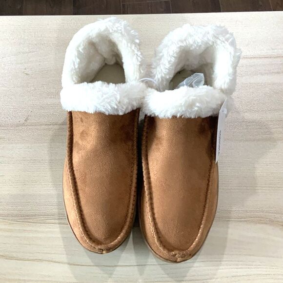 NWT!! Chestnut/Tan Slip on Fur Trimmed Faux Suede Booties Size XS (5-6) - Picture 5 of 6